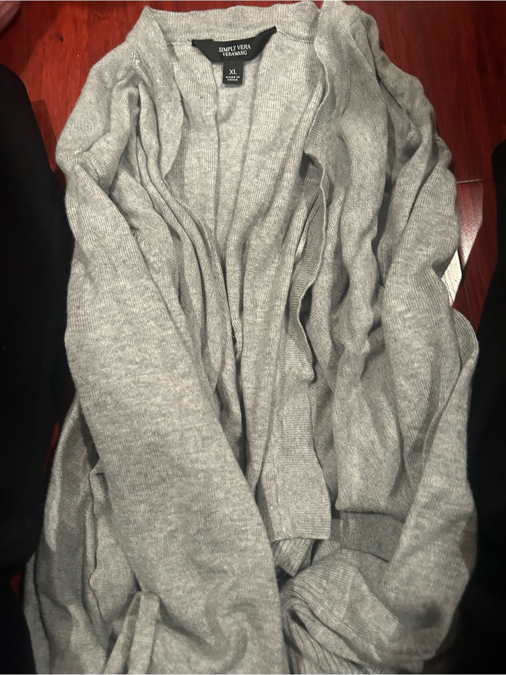 Simply Vera Vera Wang Light Gray Knit Open Cardigan